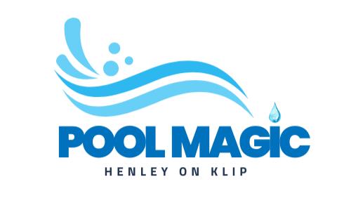 Pool Magic logo with blue text and water droplet on a white background